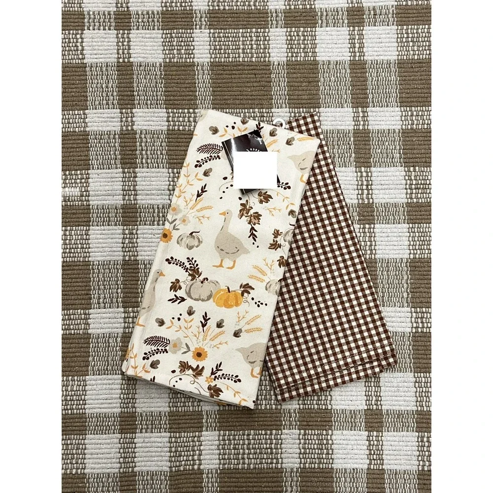 Goose & Gingham Thanks Giving Kitchen Towels New